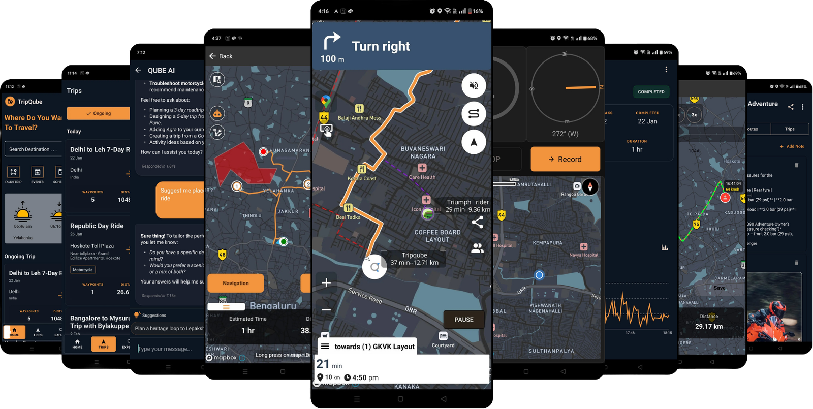TripQube motorcycle trip story with Instagram sharing