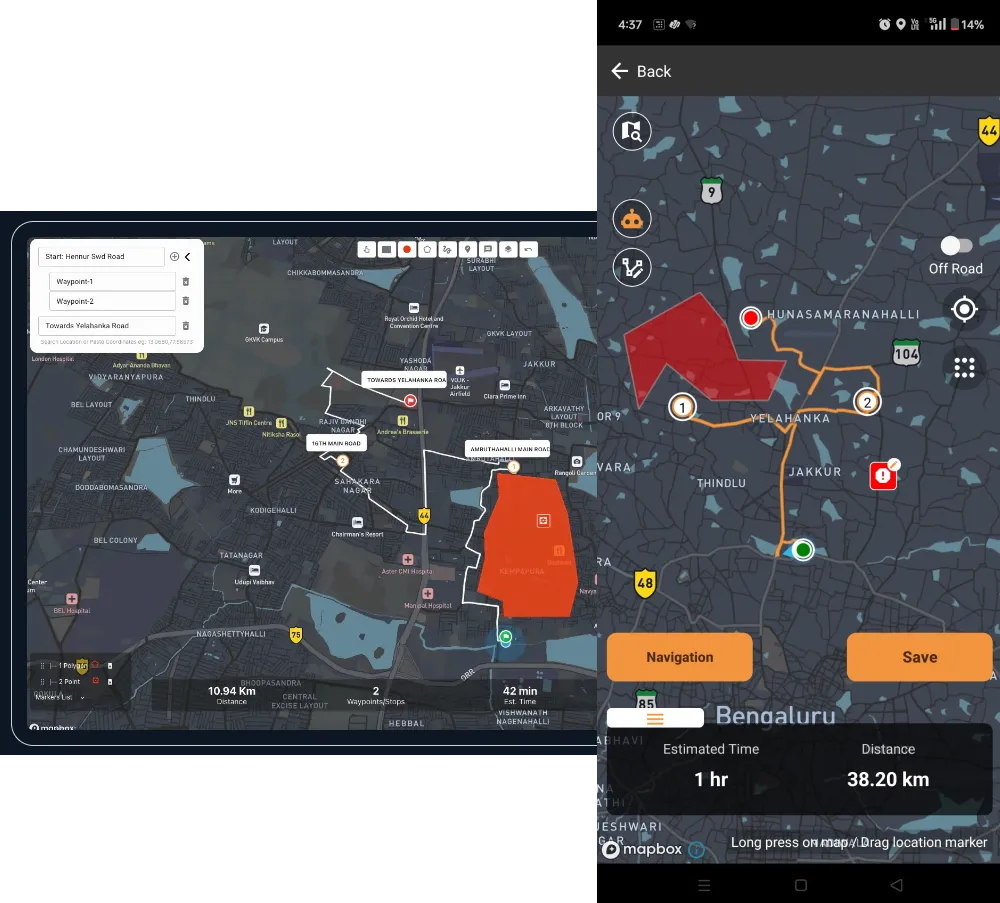TripQube motorcycle route planning with waypoints
