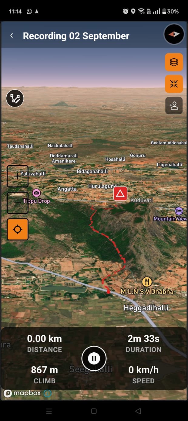TripQube off-road ride recording on a 3D trail map
